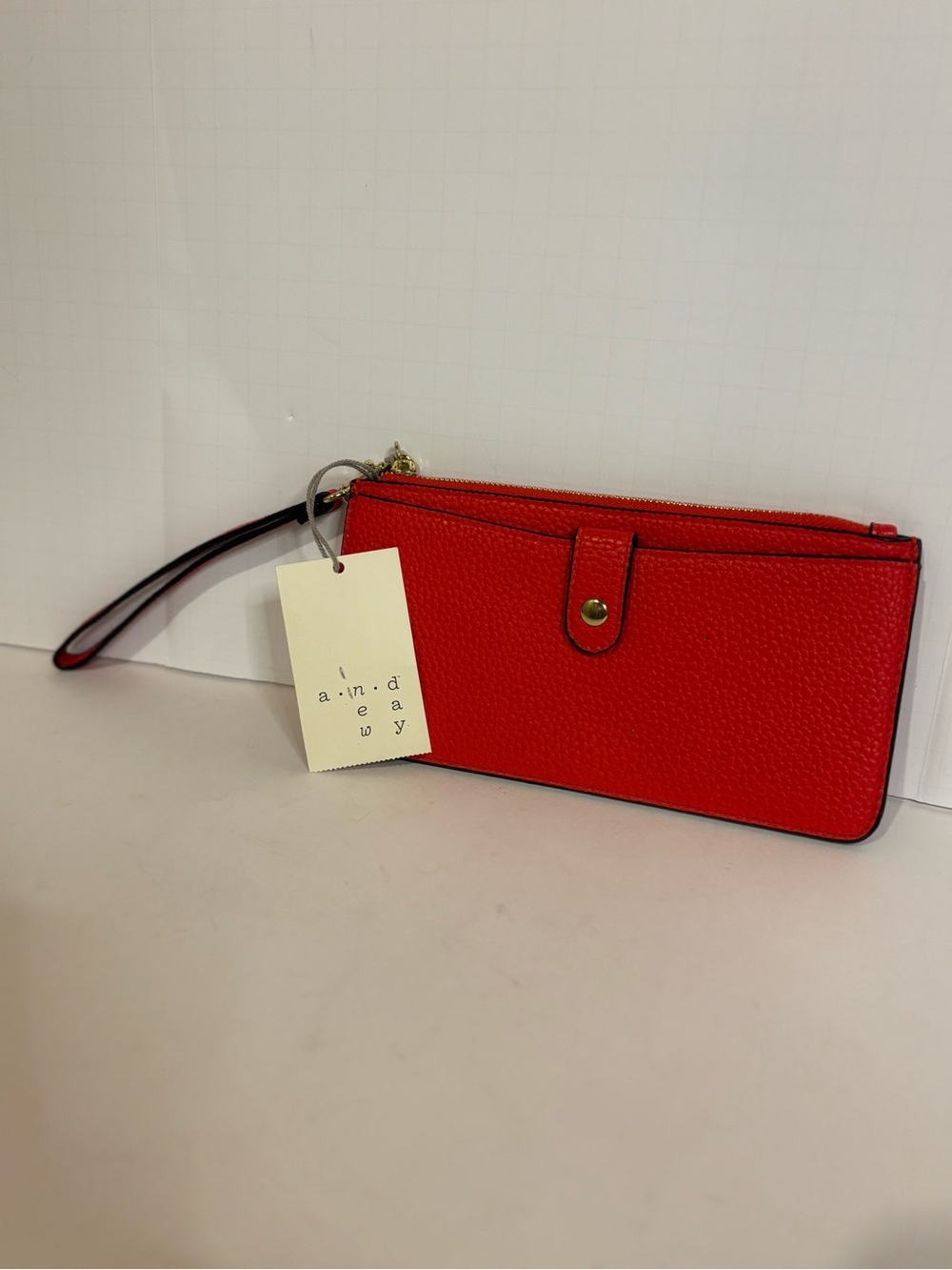 a new day Red Pebble-Texture Wristlet Clutch with Detachable Strap
